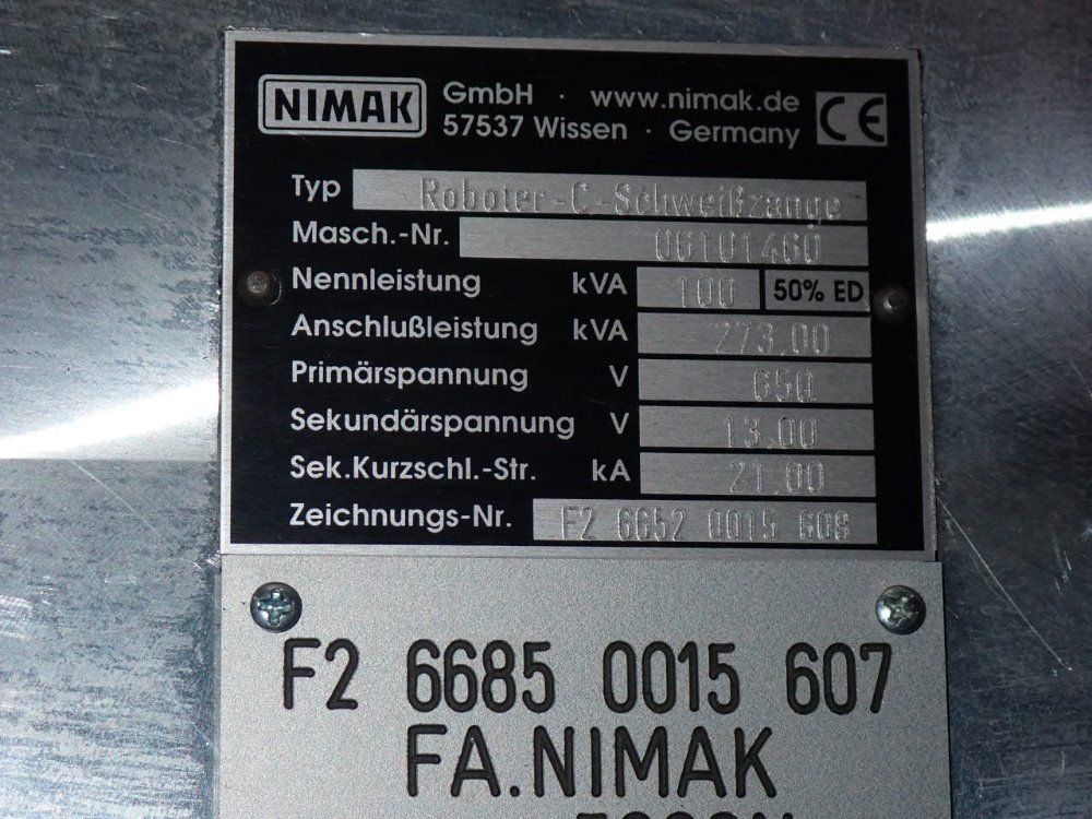 Nimak 100 Kva F2 6652 0015 608 Spot Welder - F2 6652 0015 608