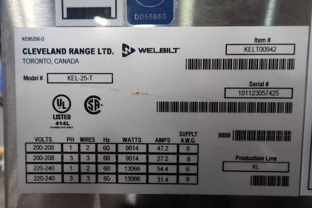 Cleveland Range 25 Gal Electric Steam Kettle - Kel-25-t