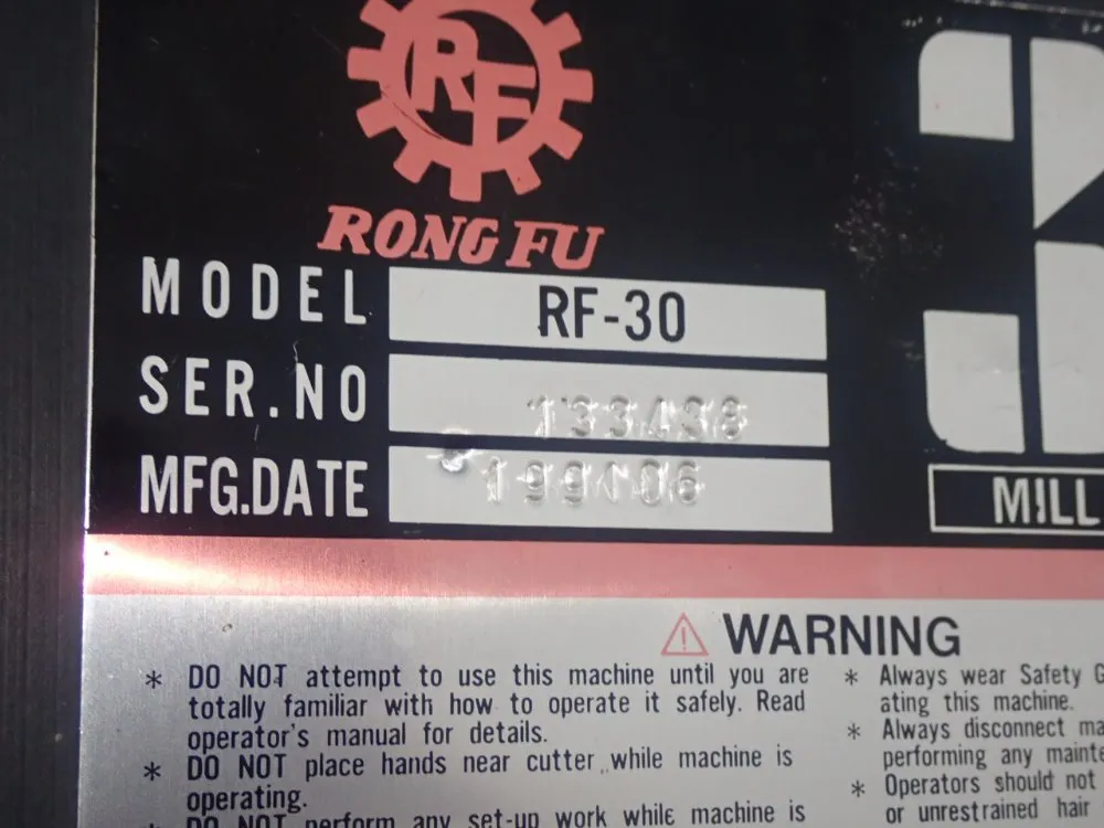 Rong Fu 28" X 8" Rf-30 Mill Drill - Rf-30