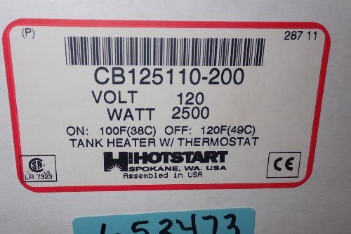 Hot Start Tank Heater W/thermostat