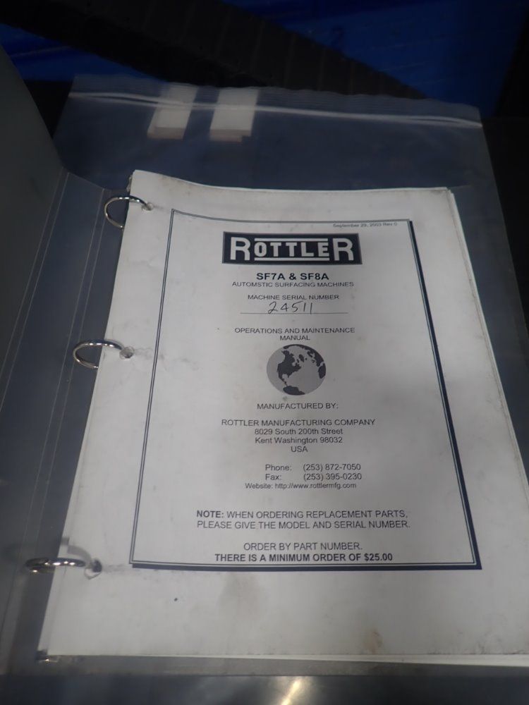 Rottler 30" X 15" Sf8a Head And Block Surfacer - Sf8a