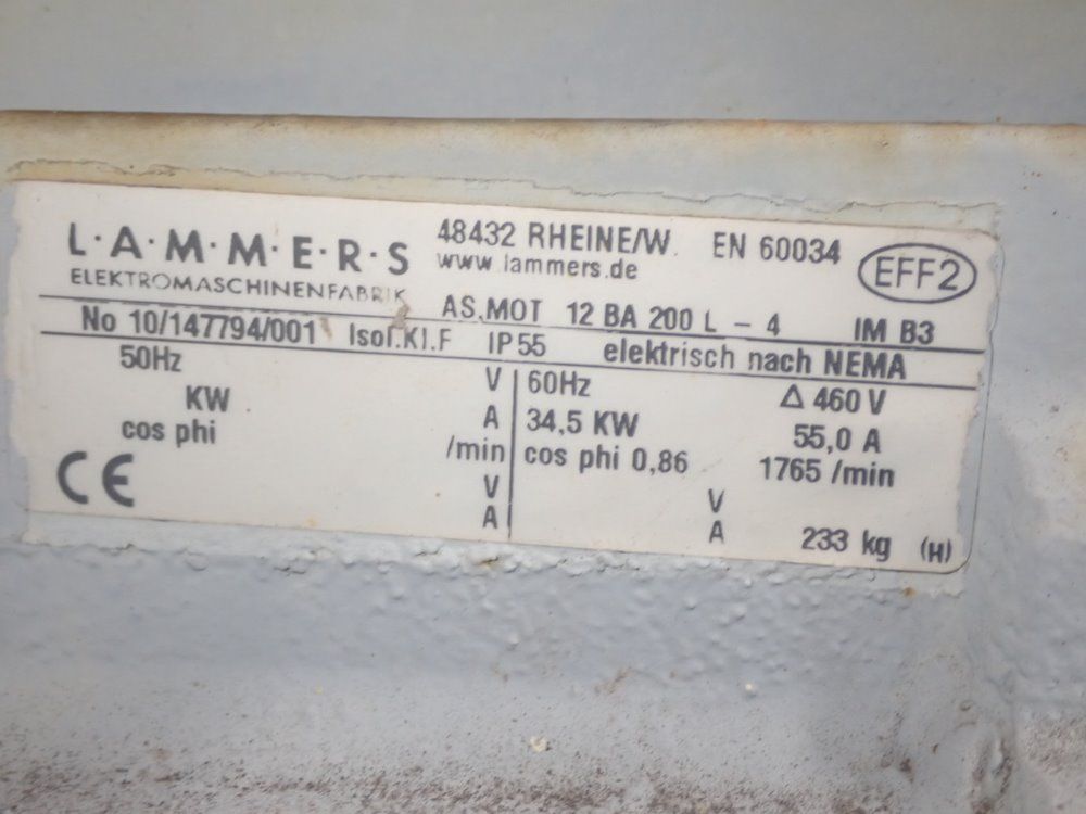 Abel 34.5 Kw Hmd-g-32-0250 Filter Press Pump - Hmd-g-32-0250