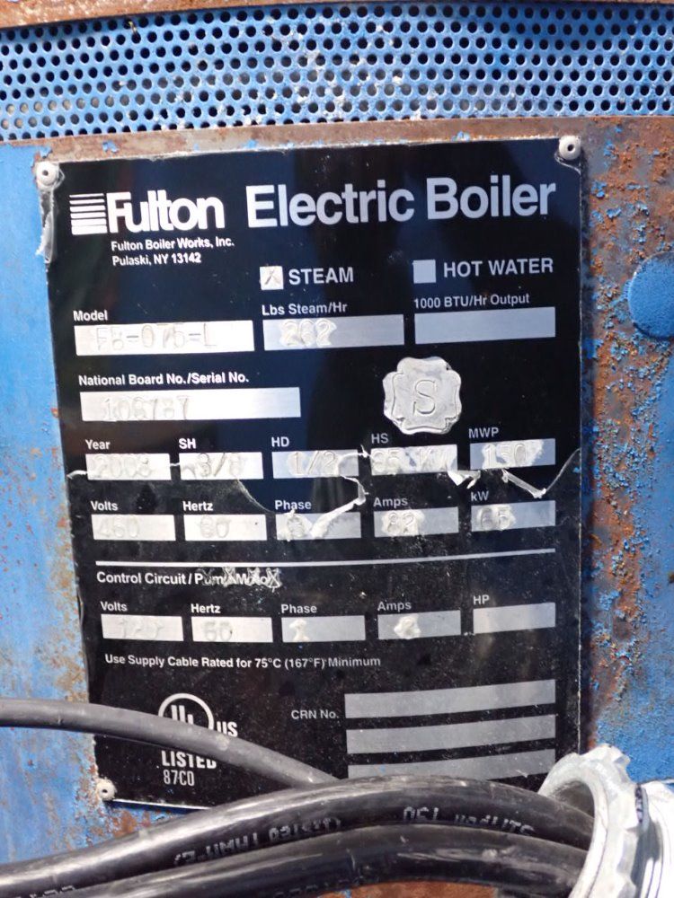 Fulton Electric Fb-075 Boiler - Fb-075