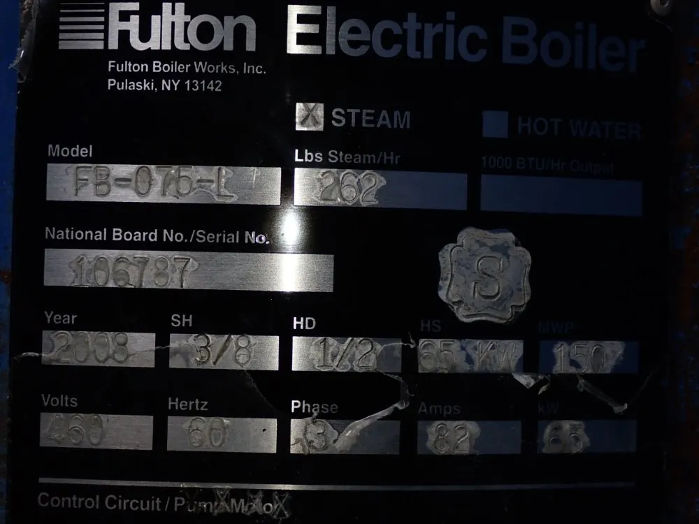 Fulton Electric Fb-075 Boiler - Fb-075