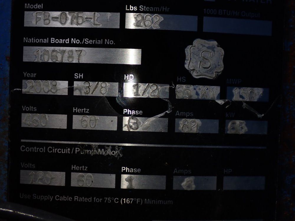 Fulton Electric Fb-075 Boiler - Fb-075