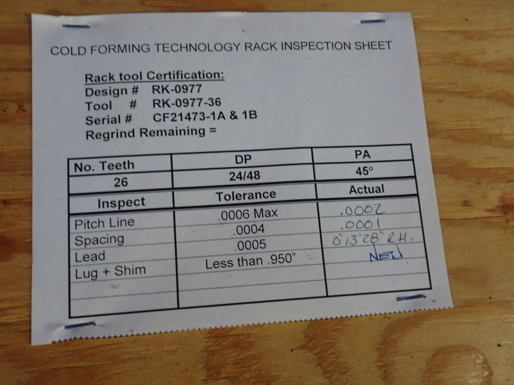 Cold Forming Technologies Spline Rolling Tooling