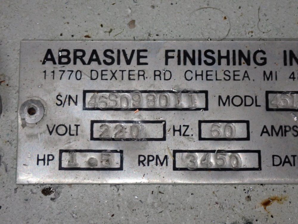Abrasive Finishing Inc Burr Bench Abrasive Machine