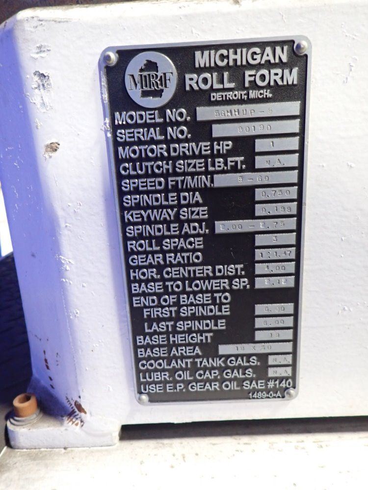 Mrf Michigan Roll Form Mrf 5gmmup8 Roll Former