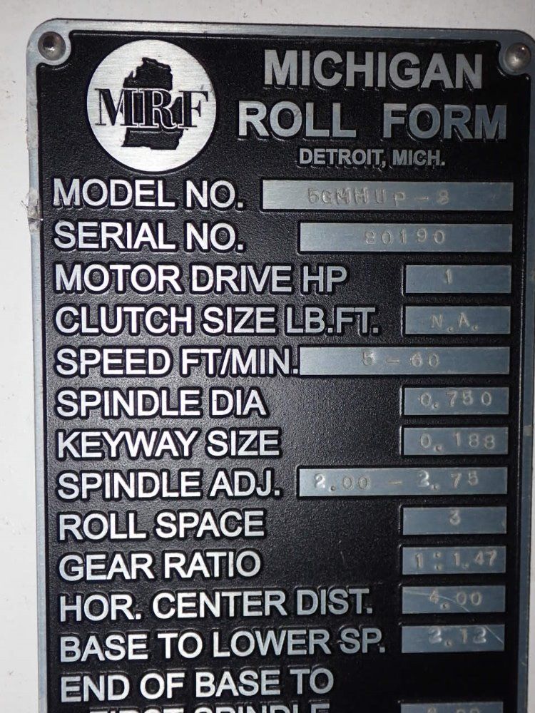 Mrf Michigan Roll Form Mrf 5gmmup8 Roll Former