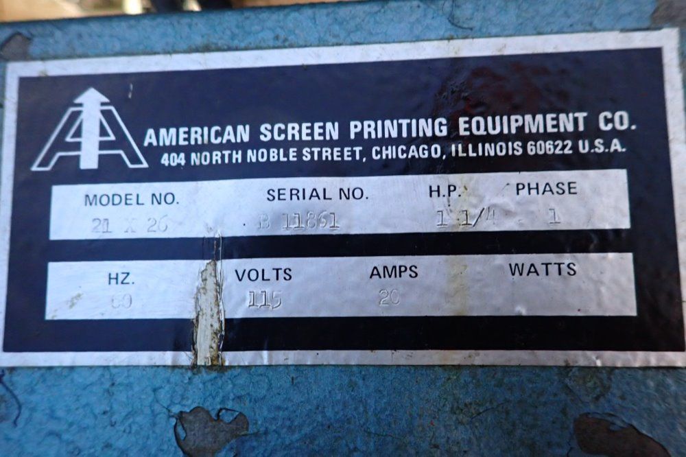 American Screen Printing Equipment Inc 21" X 26" 21 X 26 Screen Printing Press - 21 X 26