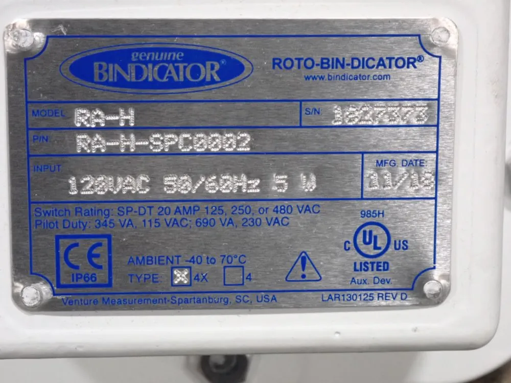 Bindicator 5w/20a Roto-bin-dicator - Ra-h