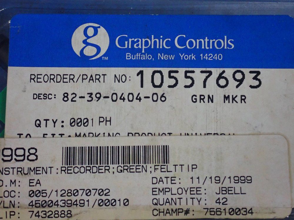 Graphic Controls Green Felttip Recorder Pens