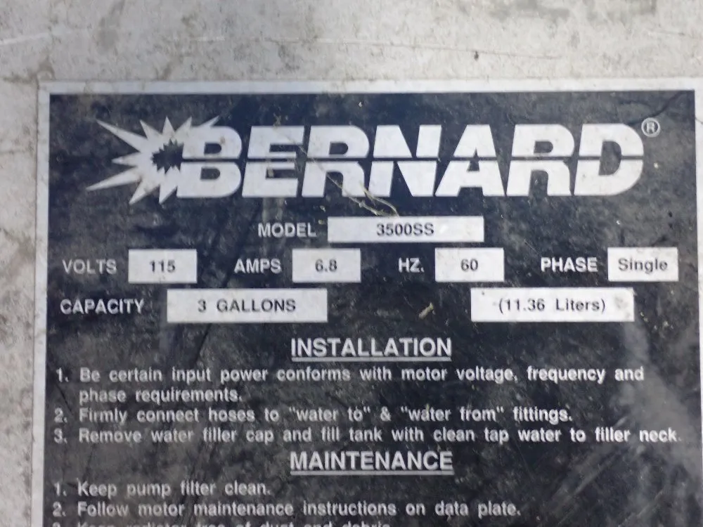 Bernard Welding Equipment Co. 3 Gallons Water Cooler For Welder - 3500ss