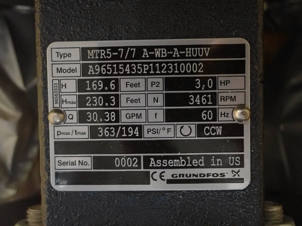 Grundfos 3 Hp Pump - A96515435p112310002