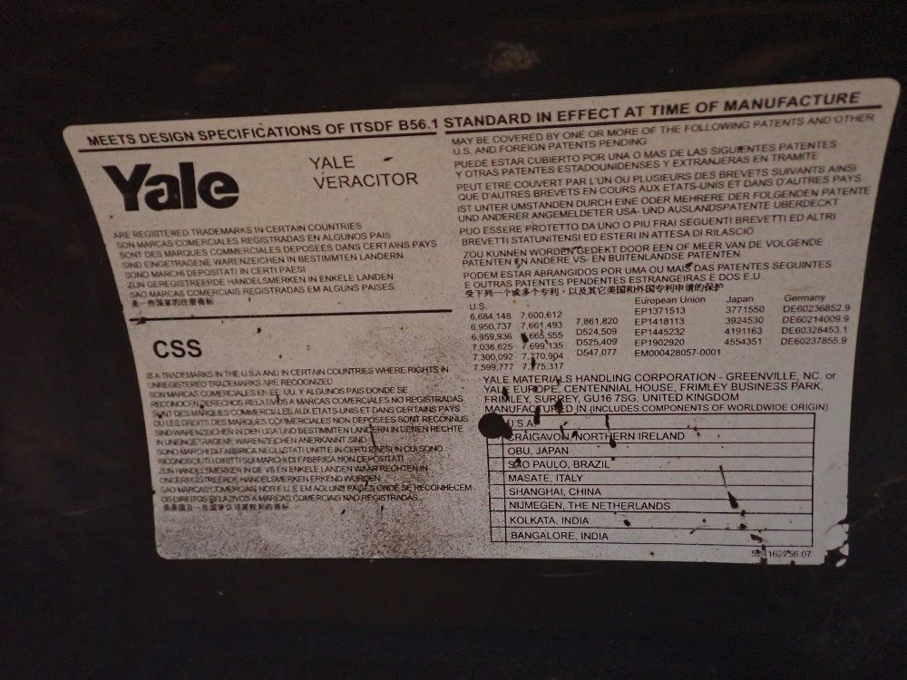 Yale 15,500lbs Diesel Forklift - Gdp155vxnjjv126