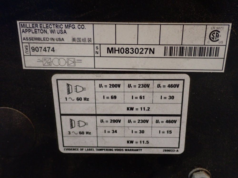 Miller 11.5kw Welder - Millermatic 350p Aluminum