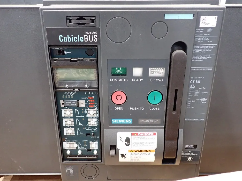 Siemens Gamesa 4000 Amp/600 V Power Circuit Breaker - 3wl5340-4f3-a17