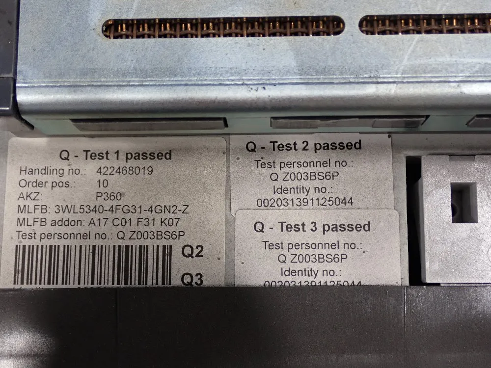 Siemens Gamesa 4000 Amp/600 V Power Circuit Breaker - 3wl5340-4f3-a17