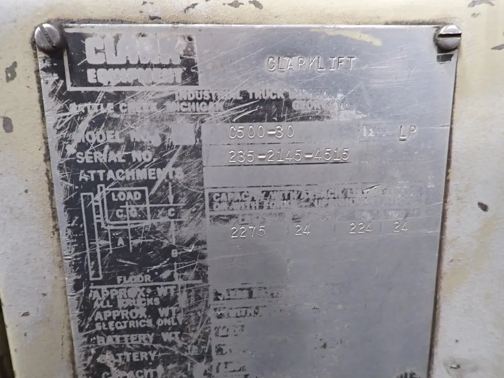 Clark 2275lbs Propane Forklift - C500-30