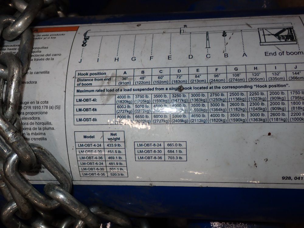 Vestil 6000# Telescoping Lift Boom - Lm-obt-6-24