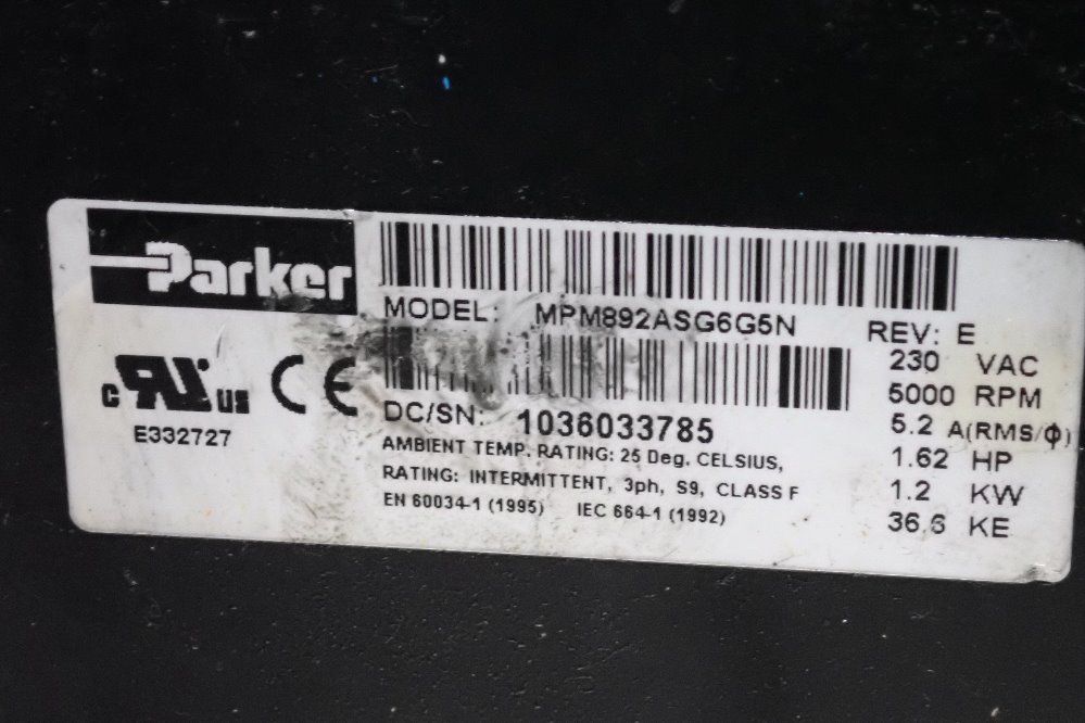 Parker 1.62 Hp Servo Motor - Mpm892asg65n