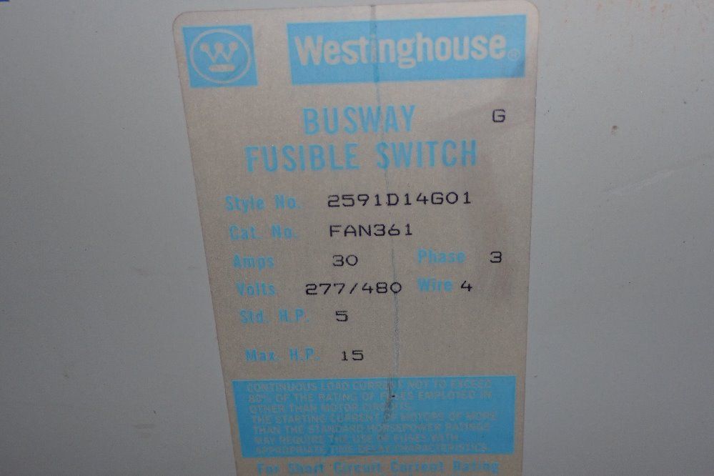 Westinghouse 30 Amp / 480 V Fusible Disconnect - Fan361