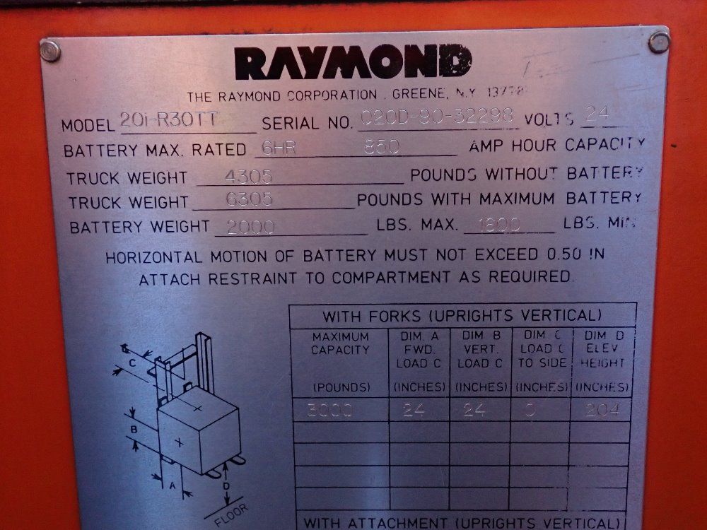 Raymond 3000 Lbs Electric Lift - 20i-r30tt