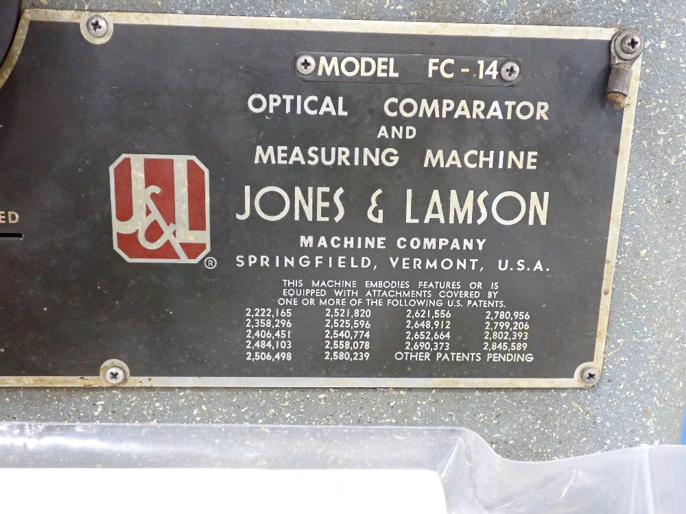 Jones & Lamson Optical Comparator & Measuring Machine - Fc-14