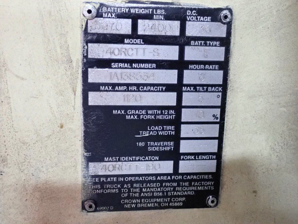 Crown 3700# Stand Up Electric Fork Lift - 40rctt-s