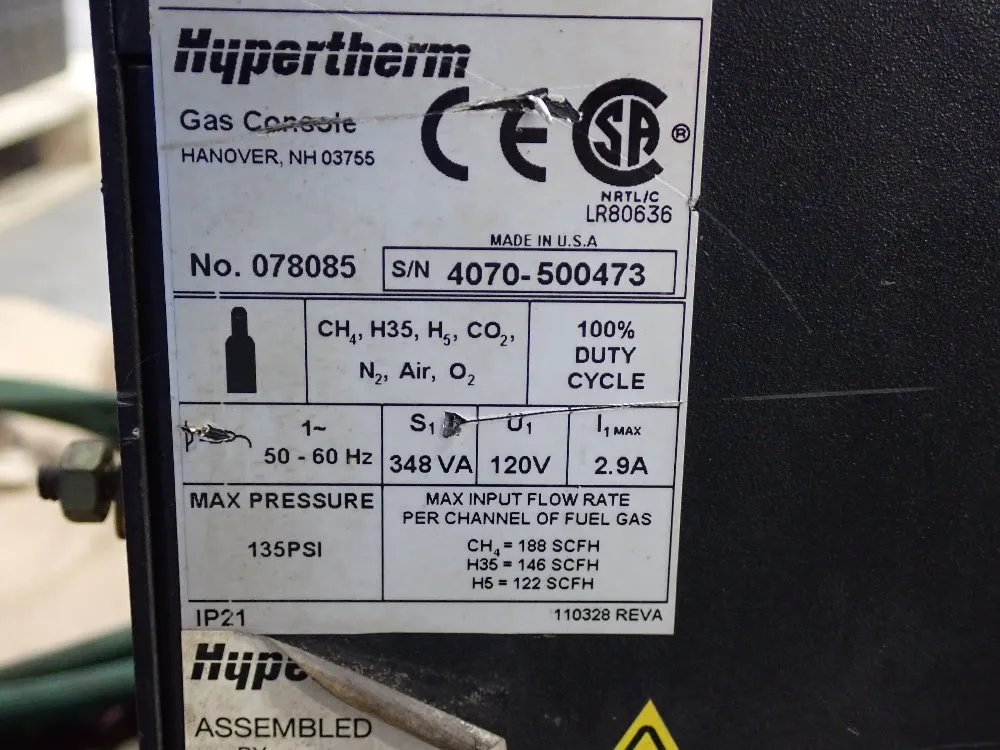 Hypertherm 135 Psi Gas Console - 078085