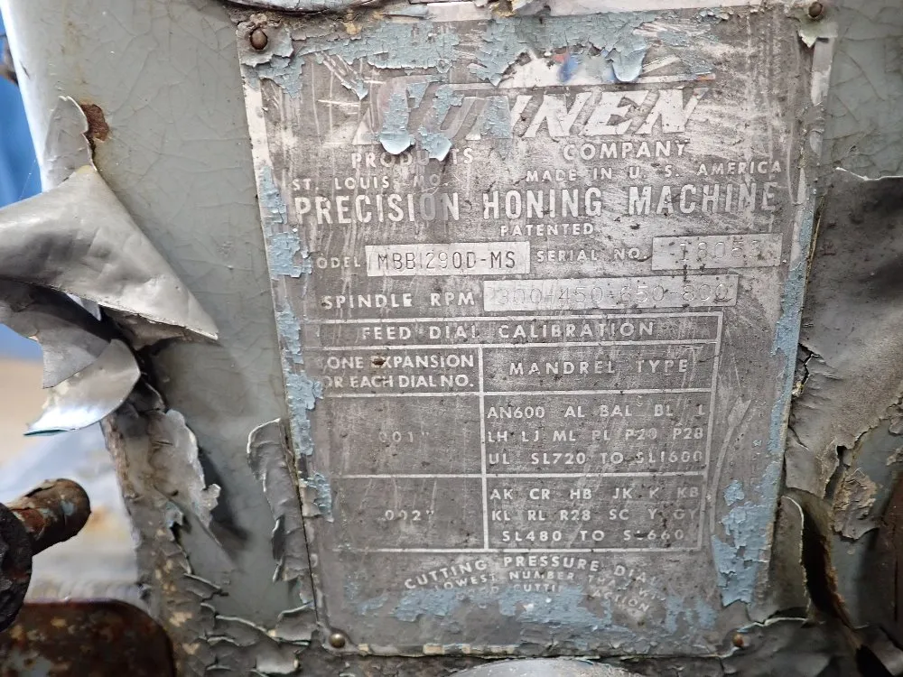 Sunnen Precision Honing Machine - Mbb1290d-ms