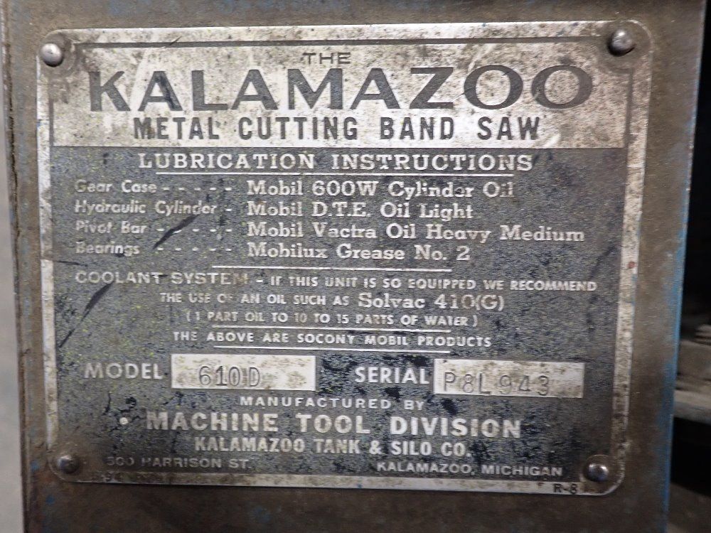 Kalamazoo 7x19 Horizontal Band Saw - 610d