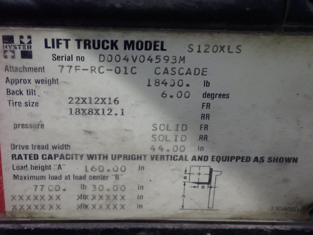 Hyster 7700 Lbs. Propane Forklift - S120xls