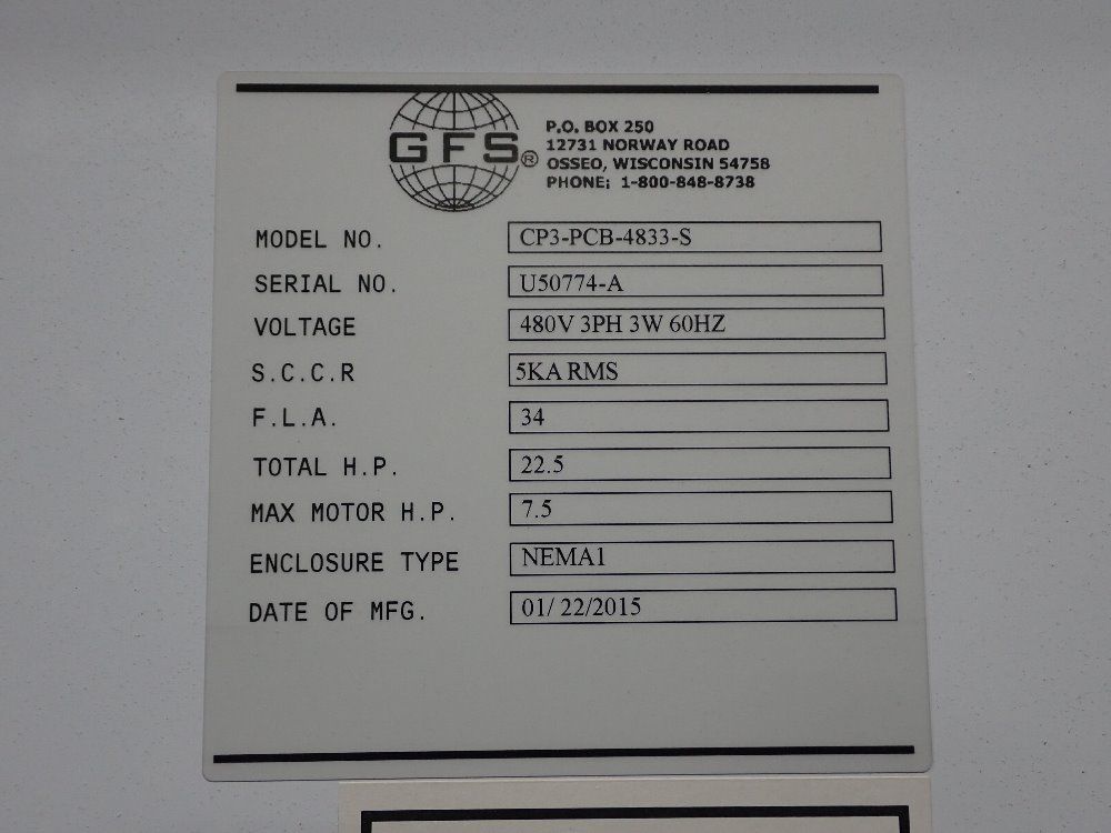 Gfs Dust Collector - Cp3-pcb-4833-s