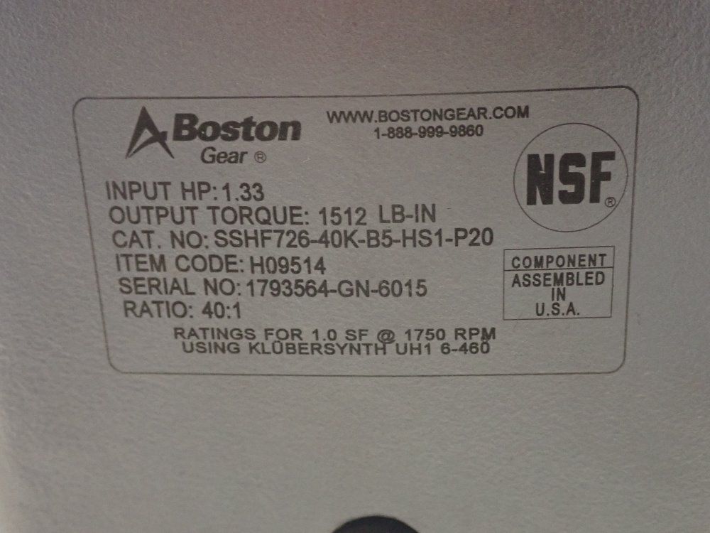 Boston Gear 1.33hp Speed Reducer - H09514