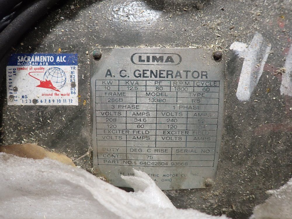 Lima 12.5 Kva/10 Kw Ac Generator