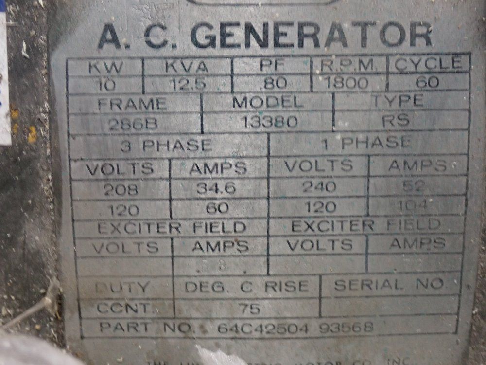 Lima 12.5 Kva/10 Kw Ac Generator