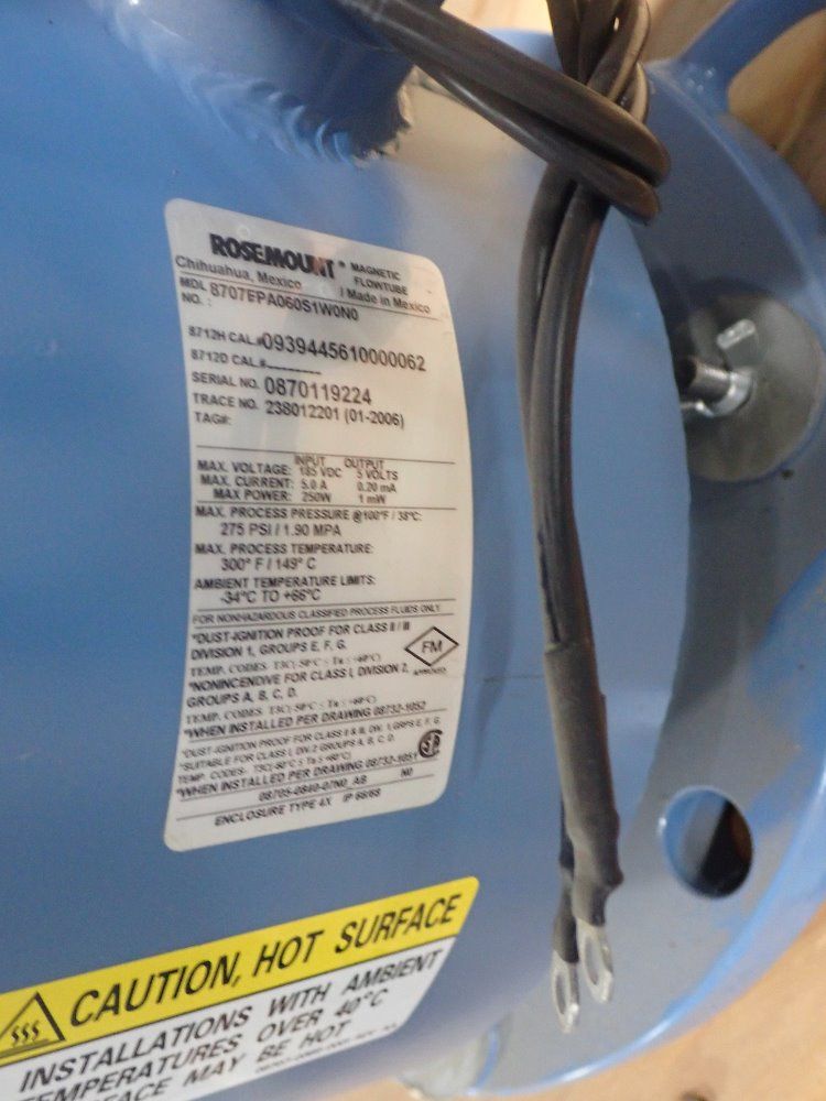Rosemount 6" Dia Magnetic Flowmeter - 8707epa06051wong