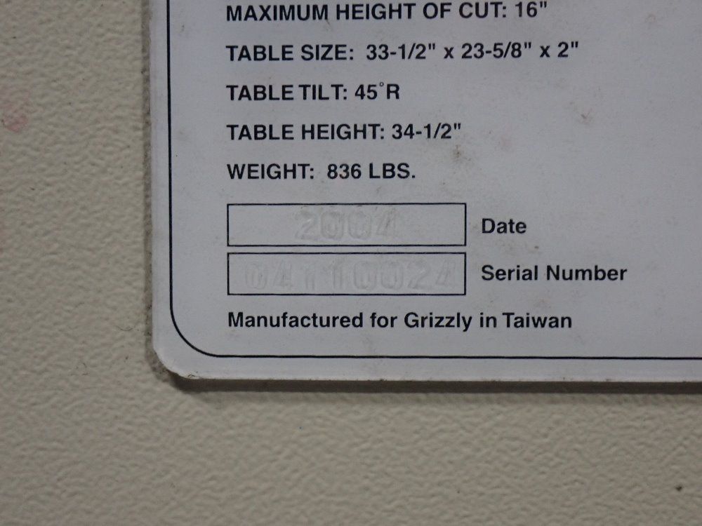 Grizzly Vertical Band Saw - Go568 24