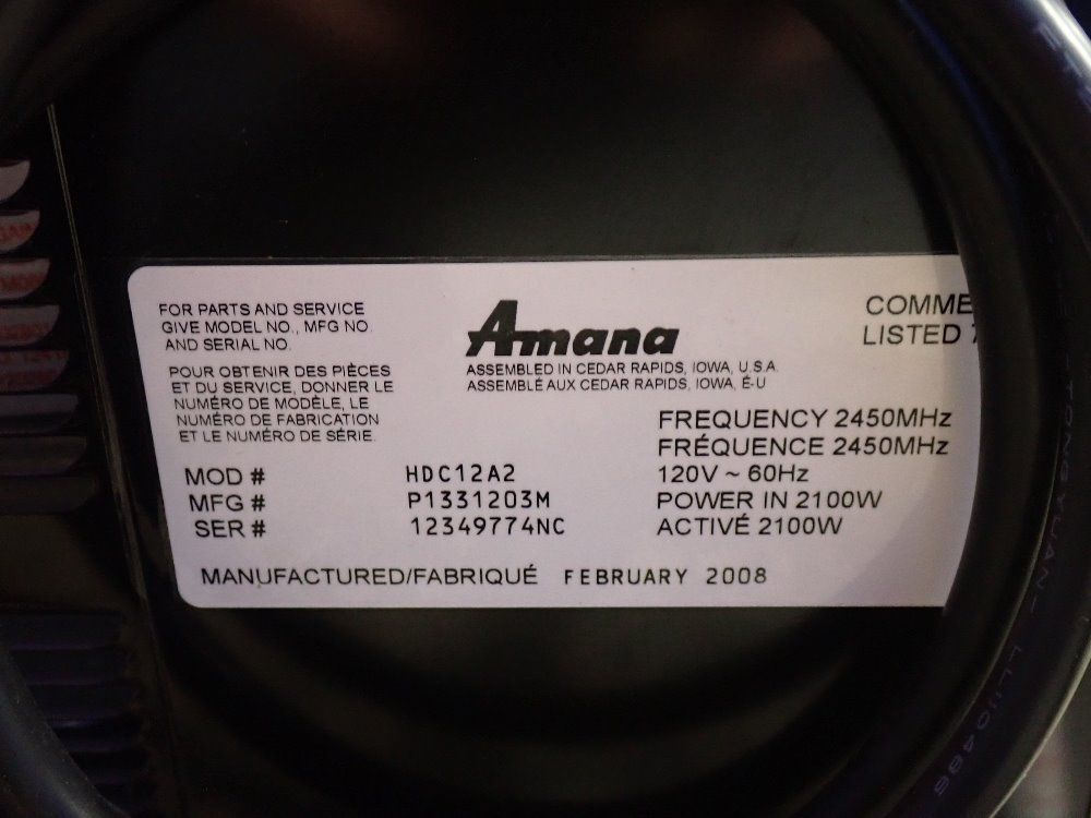 Amana Commercial Microwave - Hdc12az