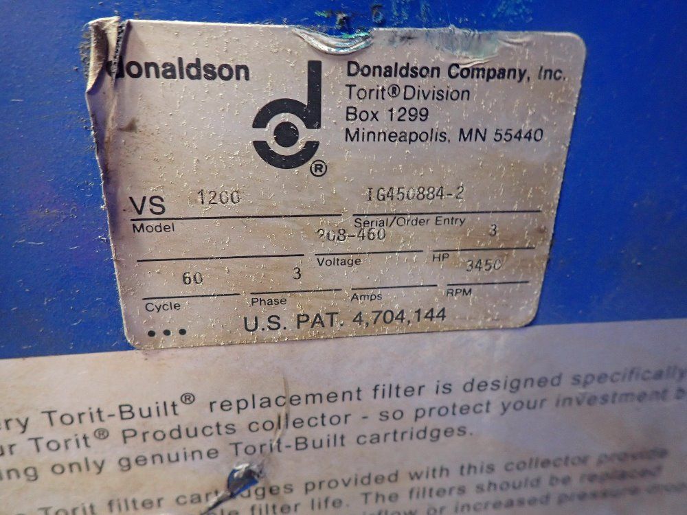 Donaldson Torit 3 Hp Dust Collector - Vs1200