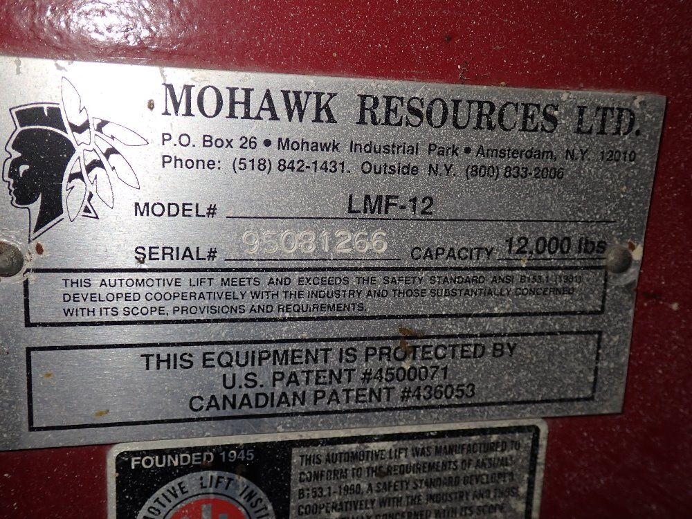 Mohawk 12000 Lbs Hydraulic Lift - Lmf-12