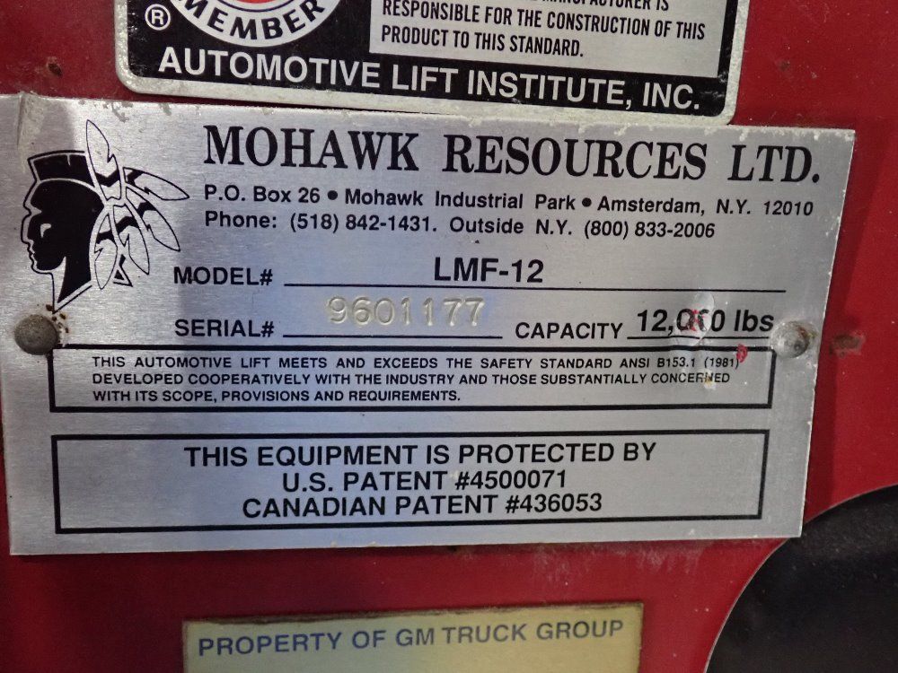 Mohawk 12000 Lbs Hydraulic Lift - Lmf-12