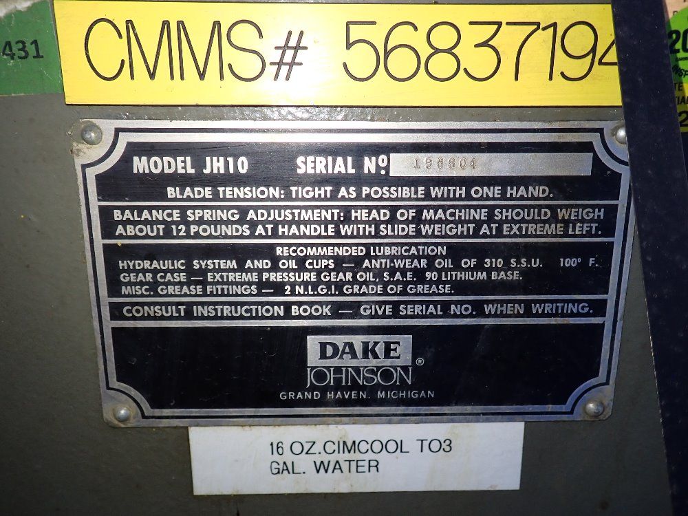 Dake Dake Jh10 Horizontal Band Saw