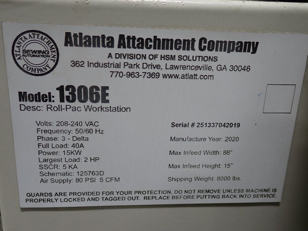 Atlanta Attachment Co 2020 Atlanta Attachment Co 1306e Rollpac Machine