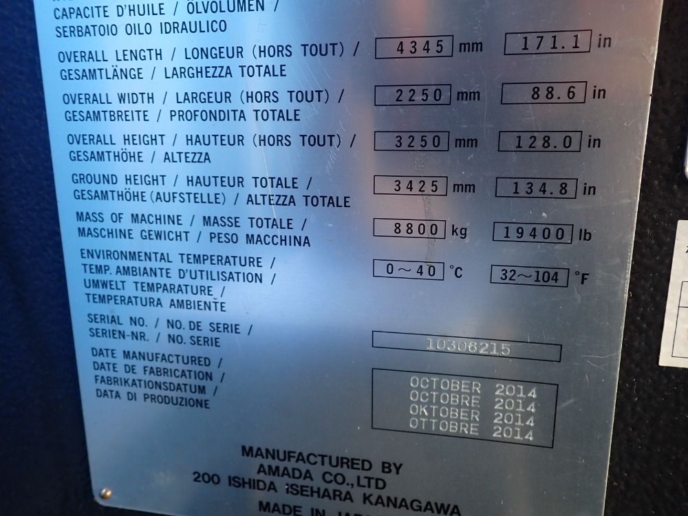 Amada 120"x100 Tons 2014 Amada Hds-1030ntr Cnc Press Brake - Hds-1030ntr