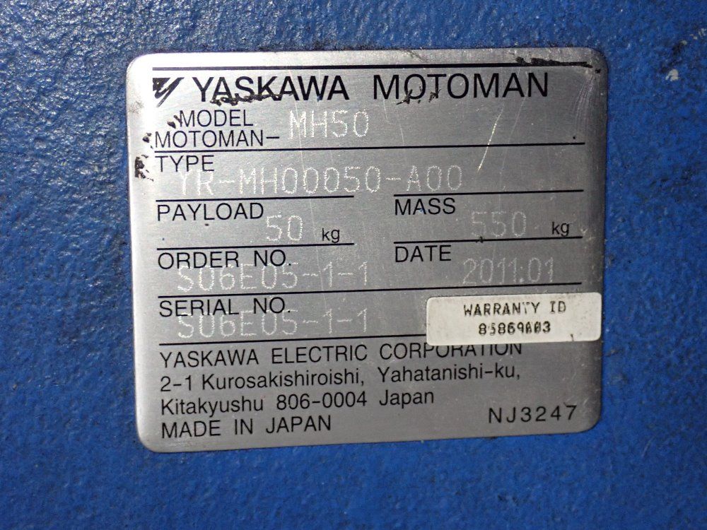 Yaskawamotoman 2011 Yaskawamotoman Mh50 Robot