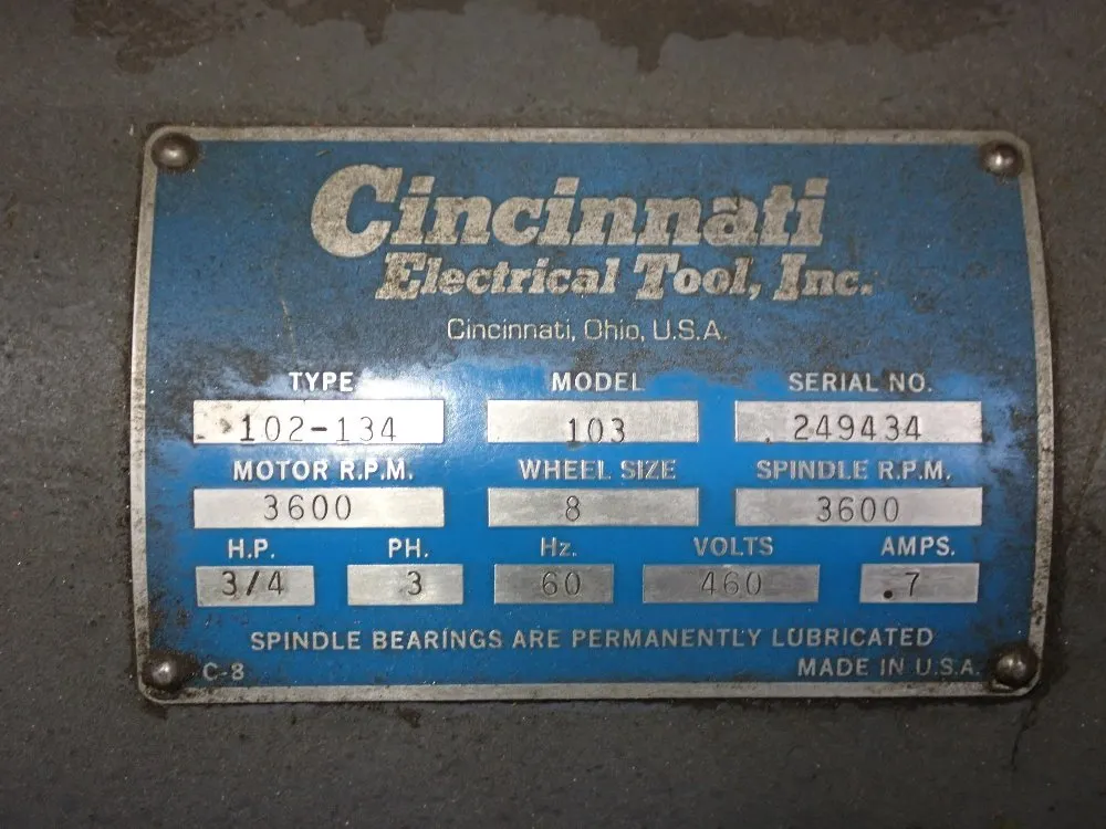 Cincinnati Pedestal Grinder - 102-134