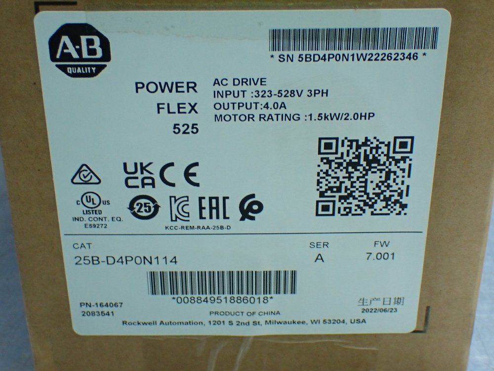 Allen-bradley Powerflex 525 Ac Drive - 25b-d4p0n114