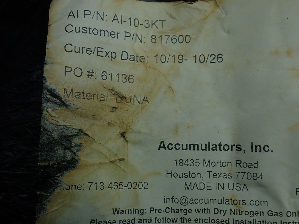 Accumulators Inc Hydraulic Accumulator. - Ai-10-3kt